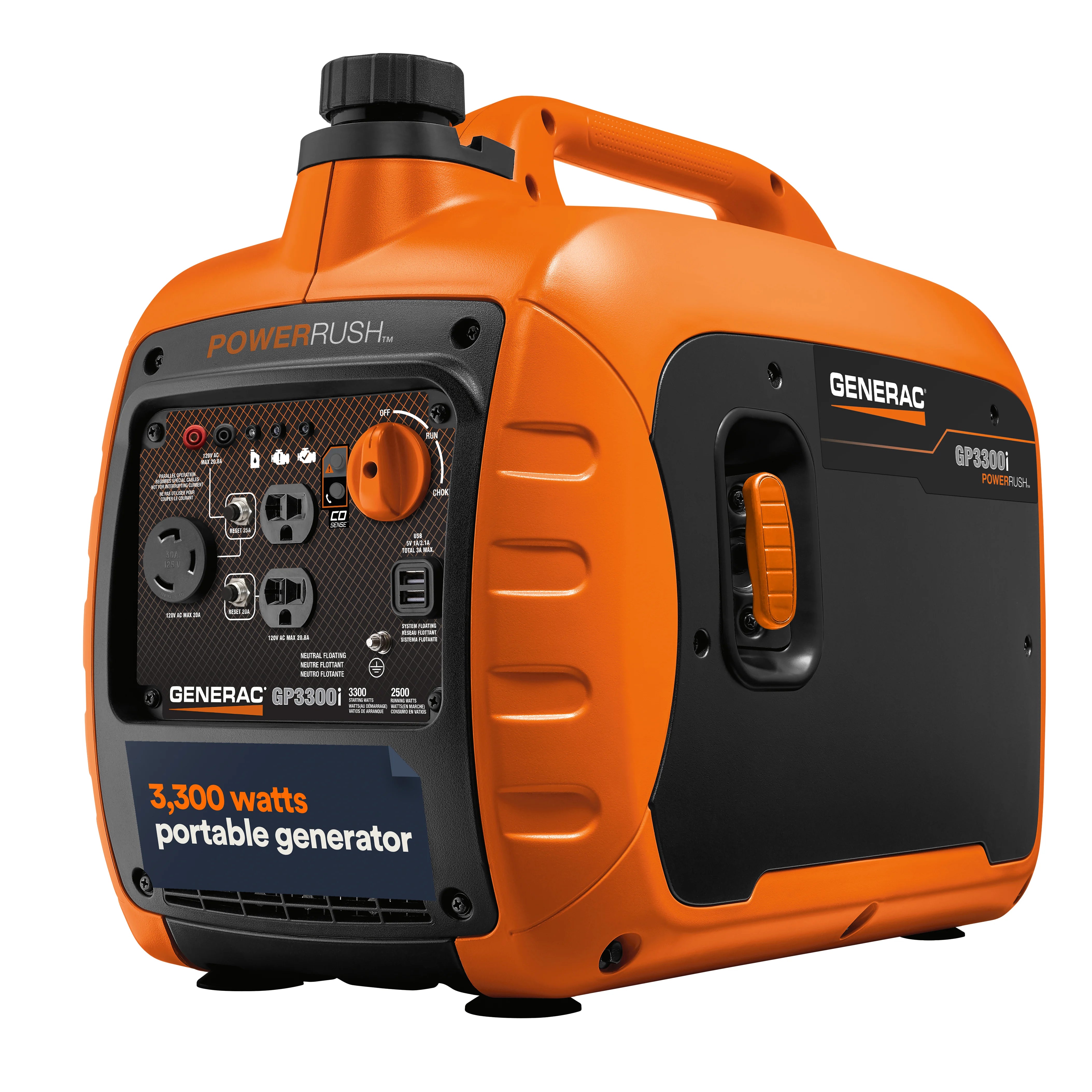 Generac Portable Inverter Generator, 3300i | With COsense | 49ST